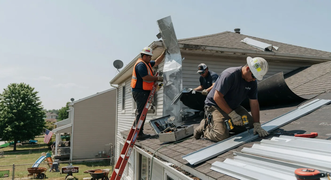 Storm Damage Metal Roof Repair in Islandia, NY